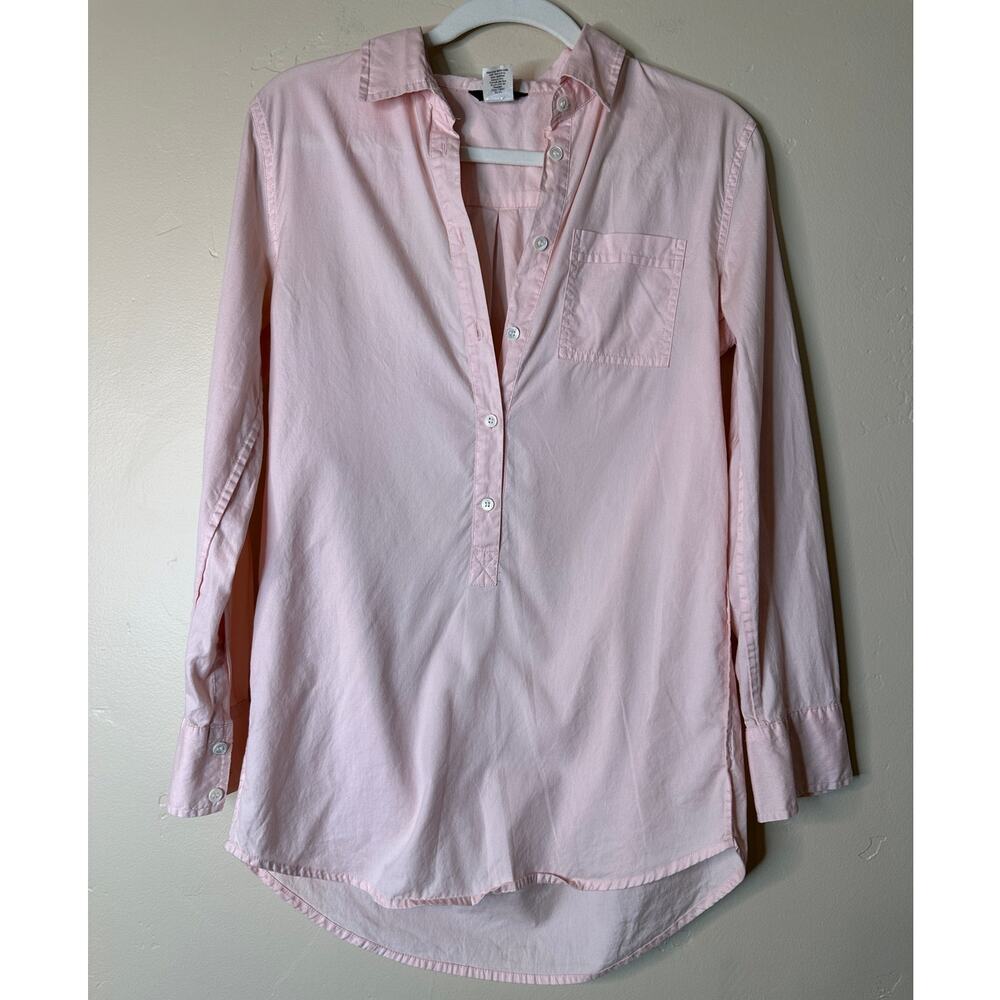 J.Crew Light Pink Half Oversized Button-Up Blouse XS